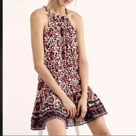 Free People Dresses & Skirts - NWOT Free People Lyla Halter Dress Floral Ruffle Hem Size L women